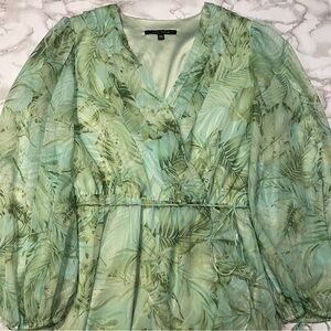 Alex Marie Green Leaf Print Maxi Dress